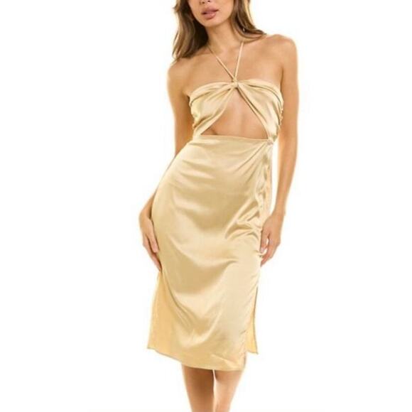 NWT We Wore What Gold Halter Dress Women's Large - Picture 1 of 8